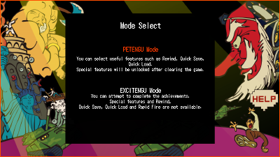 Image of the 'Abarenbo Tengu' mode select screen