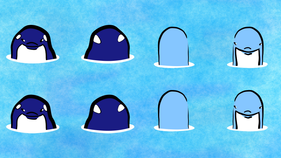 Psychic No.43「水面のイルカとシャチの絵」